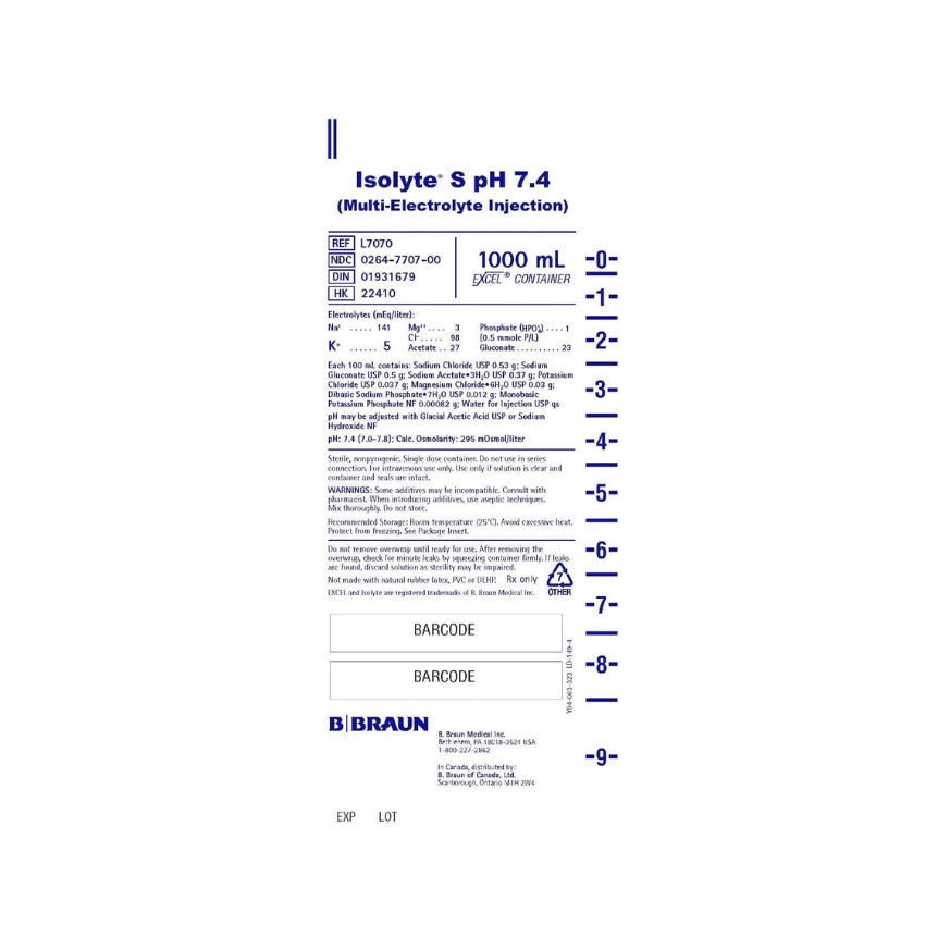 1000ml Isolyte S Ph 74 Injection 4md Medical