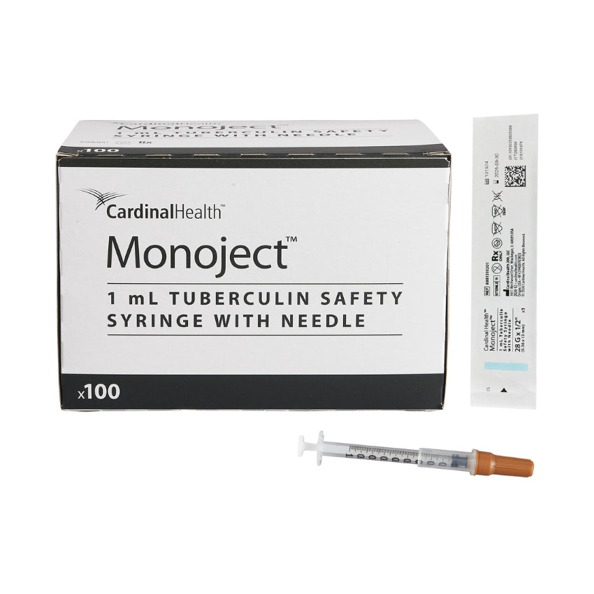 Monoject 1mL Tuberculin Safety Syringes with 28G x 1/2 Needle