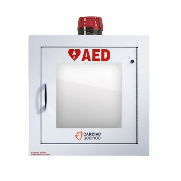 Wall Mounted AED Storage Case with Strobe, Alarm, & Security System Connectivity