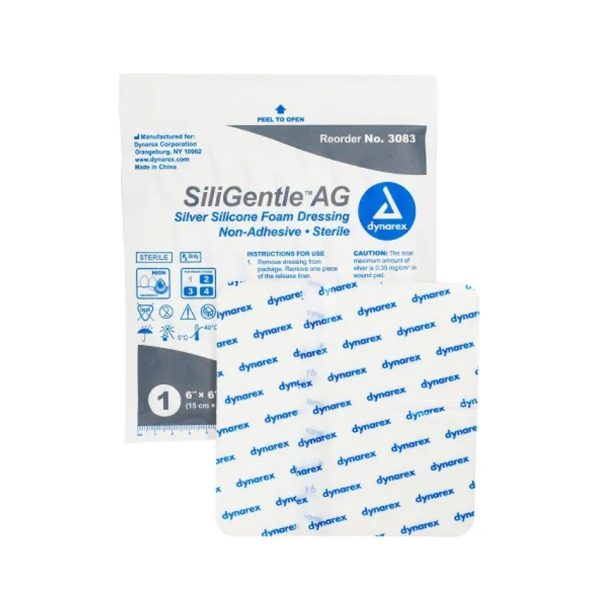 Silver Silicone Foam Dressing, Bordered