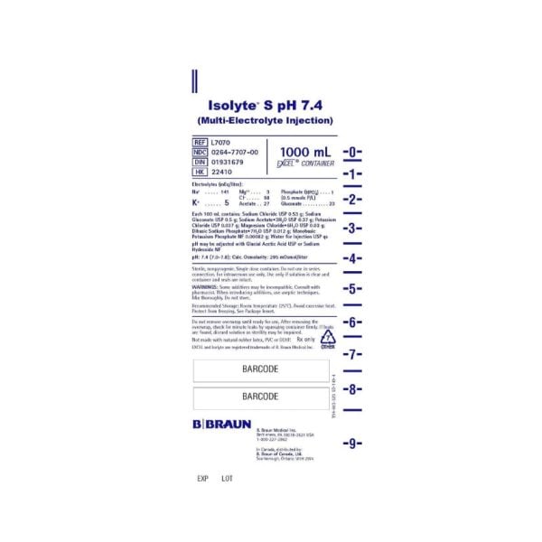 1000mL Isolyte S pH 7.4 Injection - Image 2