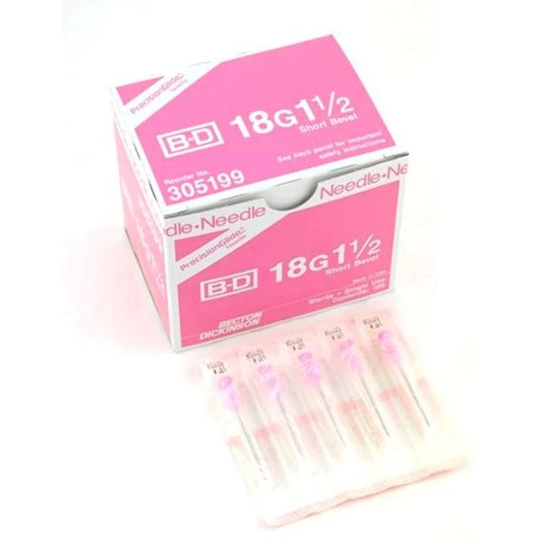 Short Bevel Needle, Hypodermic, 18G x 1-1/2"