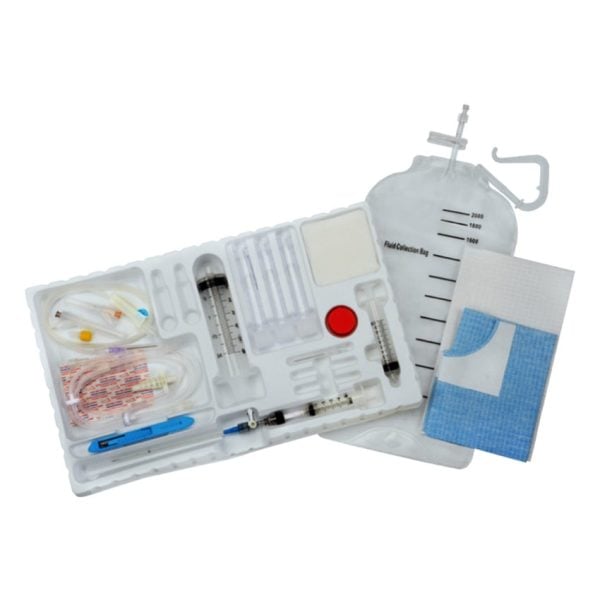 Lidocaine-Free Thora-Para Drainage Tray With 8FR Catheter