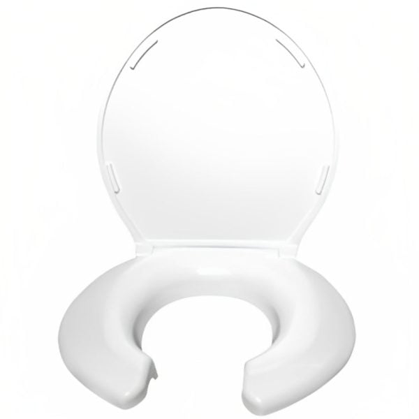 Elongated Open Front Toilet Seat with Cover in White