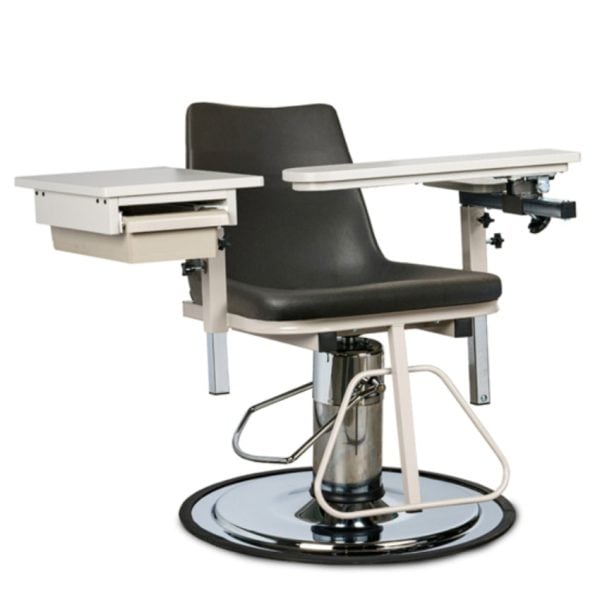 H Series, E-Z-Clean, Blood Drawing Chair with ClintonClean Flip Arm and Drawer