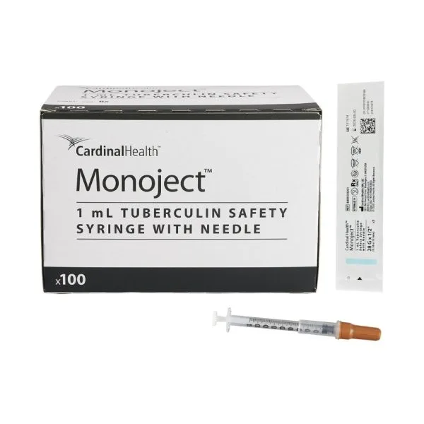 Monoject 1mL Tuberculin Safety Syringes with 28G x 1/2" Needle