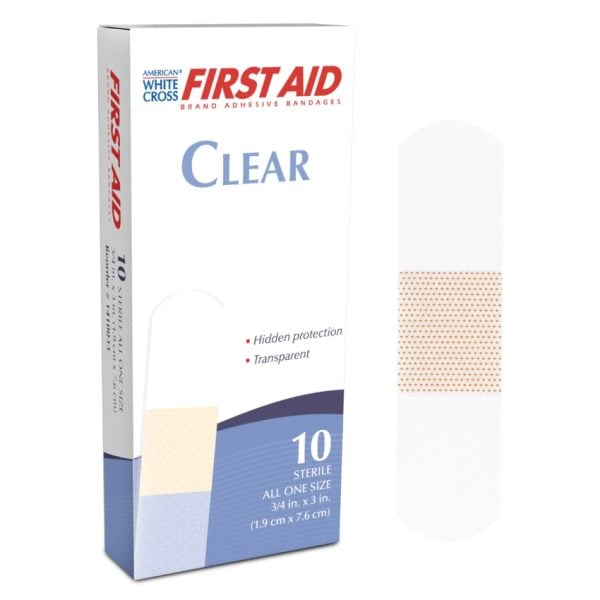 Clear Adhesive Bandages, 0.75" x 3"