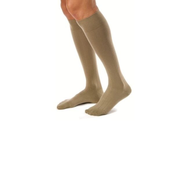 Closed Toe Full Calf Casual 15-20mmHg Compression Socks, Khaki