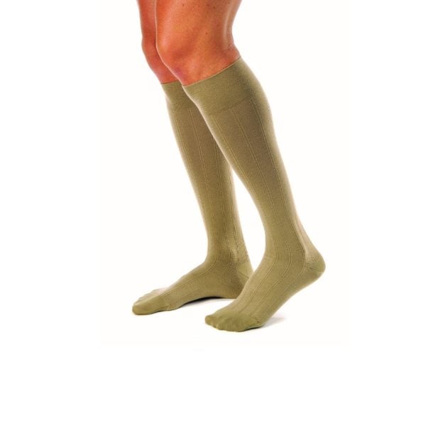 Closed Toe Knee High Casual 15-20mmHg Compression Socks, Khaki