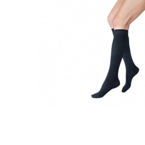 Closed-Toe Knee High-Stockings With Silicone Band, 20 to 30 mmHg, Black