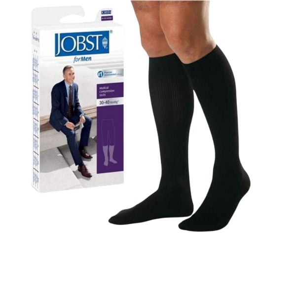 Closed Toe Tall Casual 15-20 mmHG Compression Socks, Black