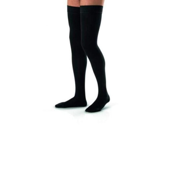 Closed-Toe Thigh High-Stockings With Silicone Band, 30 to 40 mmHg, Black