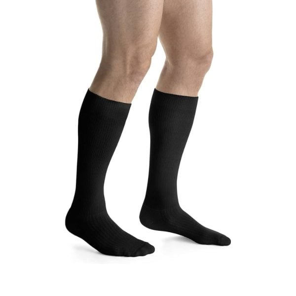 Cool Black Compression Knee Socks, 15-20 mmHG, Closed Toe