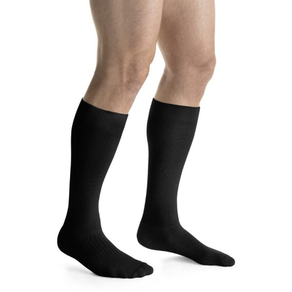 Cool Black Compression Knee Socks, 30-40 mmHG, Closed Toe