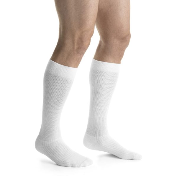 Cool White Compression Knee Socks, 15-20 mmHG, Closed Toe