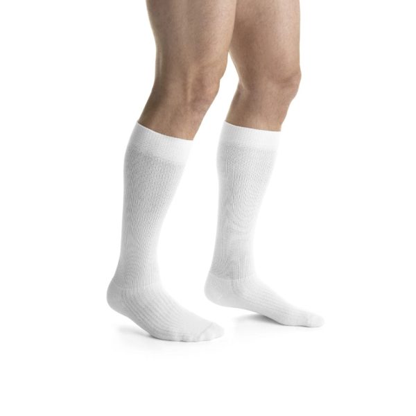 Cool White Compression Knee Socks, Closed Toe and Full Calf