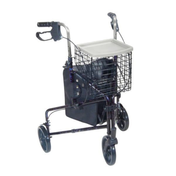 Deluxe 3 Wheel Aluminum Rollator, 7.5" Casters