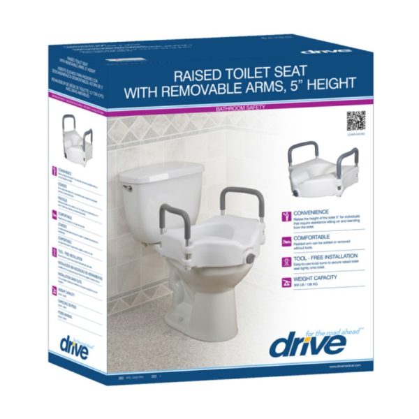 Raised Toilet Seat with Tool-free Removable Arms - Image 2