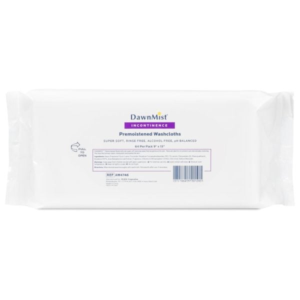 DawnMist Pre Moistened Adult Wash Cloths, Non Sterile, Scented, Soft Pack