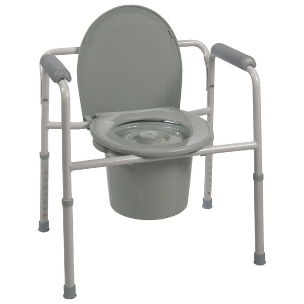 ProBasics Three-in-One Steel Commode With Plastic Armrests