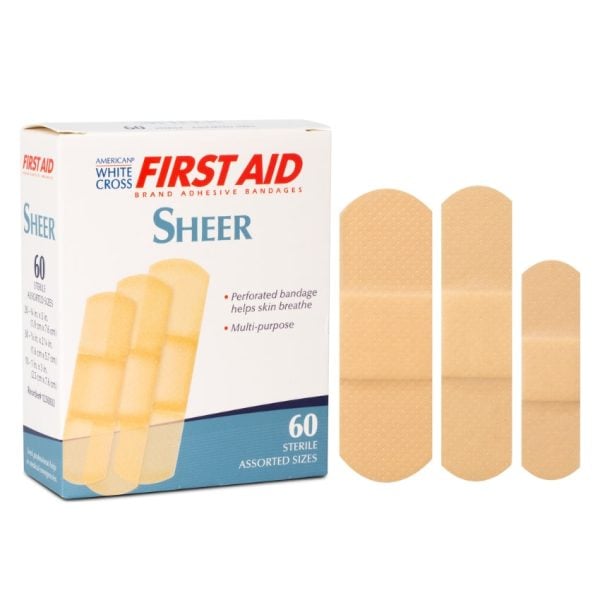 First Aid Sheer Adhesive Bandages, Assorted Sizes