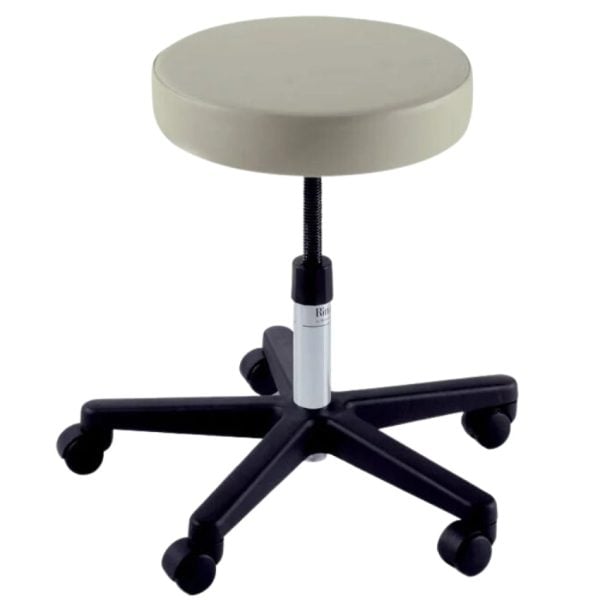 Exam Stool Height Adjustment, 5 Casters, Pebble Gray