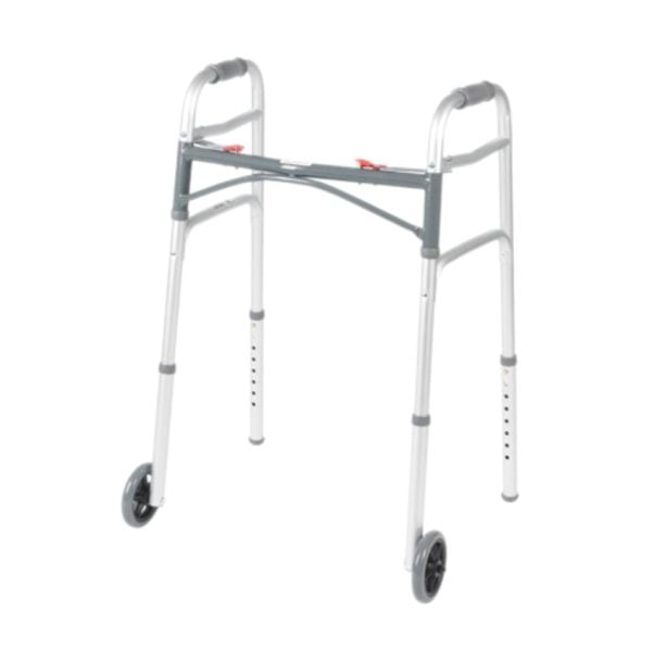 Folding 2-Button Walker, 5" Wheel-Glides, Junior