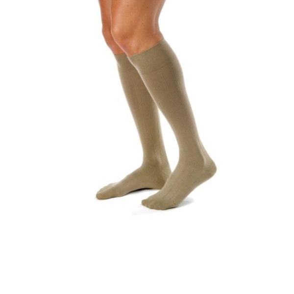 ForMen Casual Knee High Tall Closed Toe Socks, 20-30 mmHg, Khaki