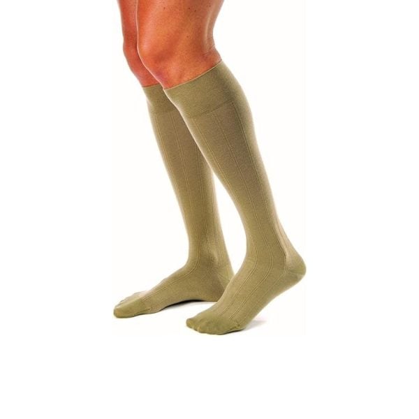 ForMen Casual Knee High Tall Closed Toe Socks, 30-40 mmHg, Khaki