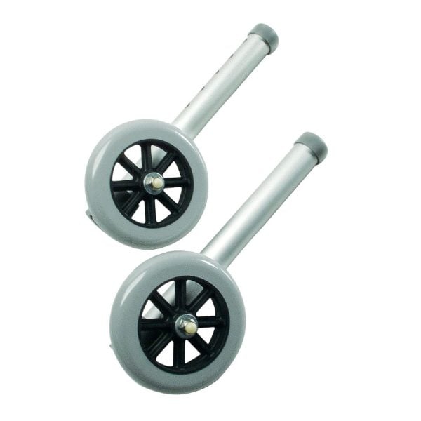 5" AutoStop Walker Wheels, Silver - Image 2