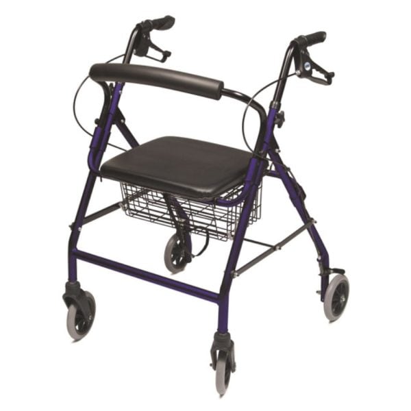 Walkabout Wide Four-Wheel Rollator, Royal Blue