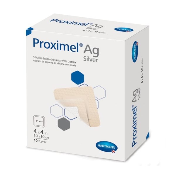 Proximel Ag Silicone Foam Dressing with Border