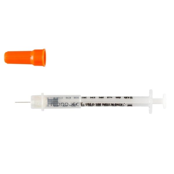 Monoject Insulin Safety Syringes with Permanent Needles