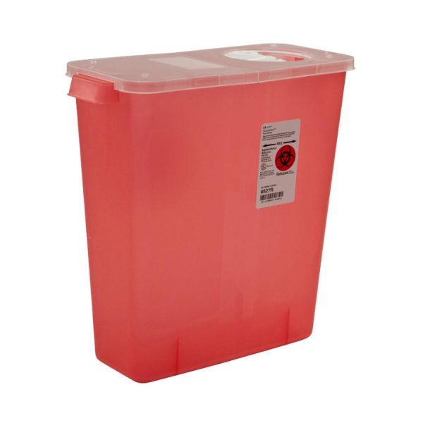 Monoject Multi-Purpose 3 Gallon Sharps Container with Rotor Opening & Hinged Lid