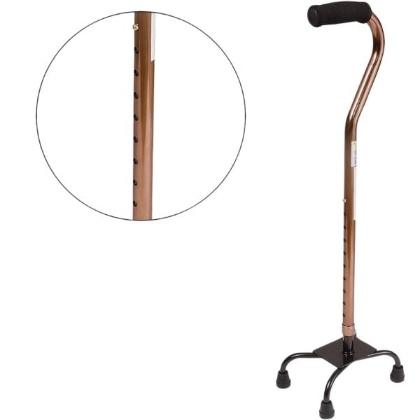 Adjustable Walking Cane With Small Quad Base, Bronze - Image 2