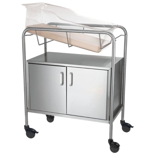 Stainless Steel Wood Front Bassinet with Closed Cabinet