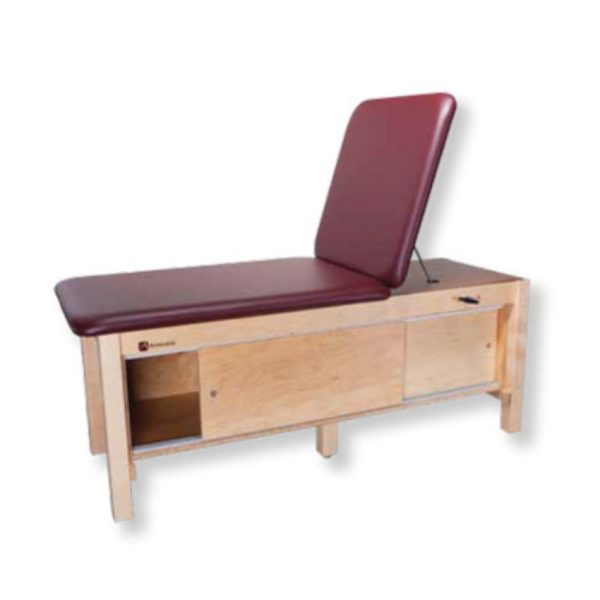 Maple Hardwood Treatment Table with Enclosed Cabinet and Adjustable Backrest