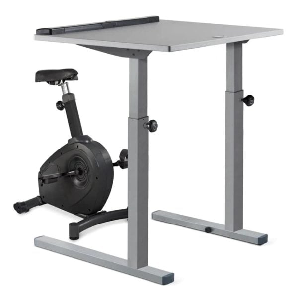 Exercise Bike Desk with Manual Height Adjustment, 38 inch Silver Frame