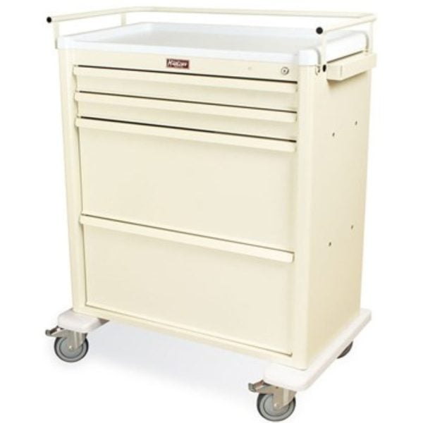 Universal Line Wide 4 Drawer Punch Card Cart with Key Lock