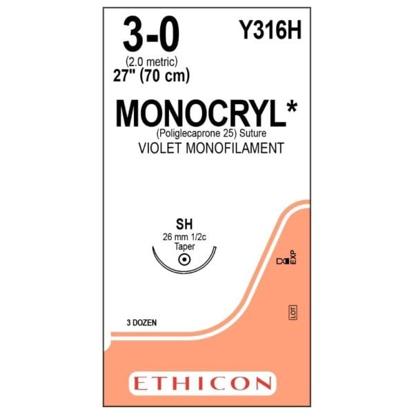 Ethicon Monocryl Sutures, poliglecaprone 25