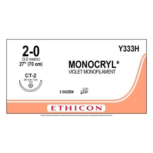 Ethicon Monocryl Sutures, poliglecaprone 25 - Image 2