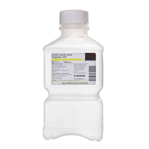 1000mL 0.25% Acetic Acid Irrigation USP in Plastic Container