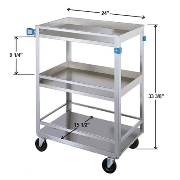 Standard Duty, 3 Shelf, Small Guard Rail Cart