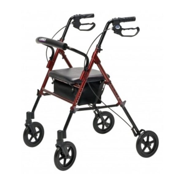 Set n' Go Wide Height Adjustable Rollator, Burgundy