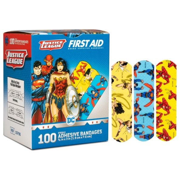 Justice League Stat Strip Bandages, 0.75" x 3"