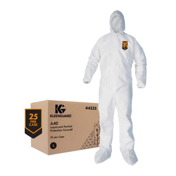 Protection Coverall Zipper Front Hooded & Booted, Large