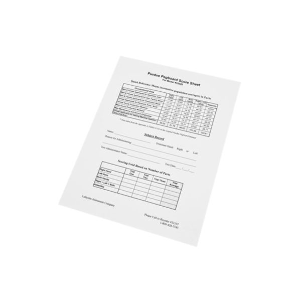 Scoring Forms for Purdue Pegboard Test