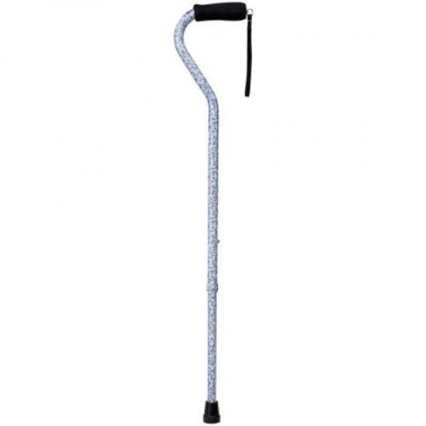 DMI Deluxe Adjustable Aluminum Cane Offset Handle, Tiny Flowers