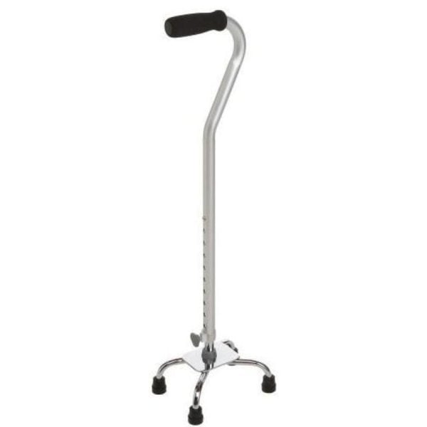 DMI Adjustable Quad Cane Small Base, Silver