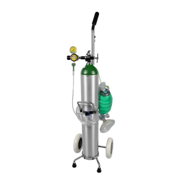 E Oxygen Cylinder Resuscitator Kit on Cart, 1630ADE